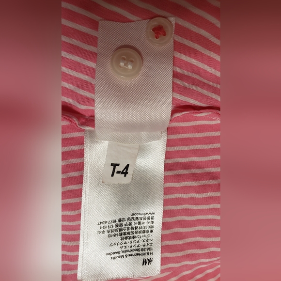 H&M Women's Long Sleeve Striped Button Down Shirt Pink And White Size 6 - Picture 15 of 15